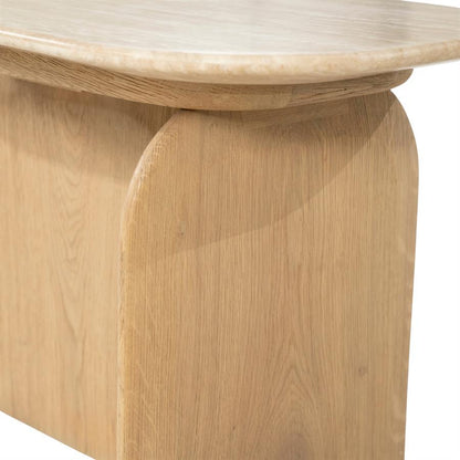 Bijzettafel Lova | Naturel Eikenhout & Travertin