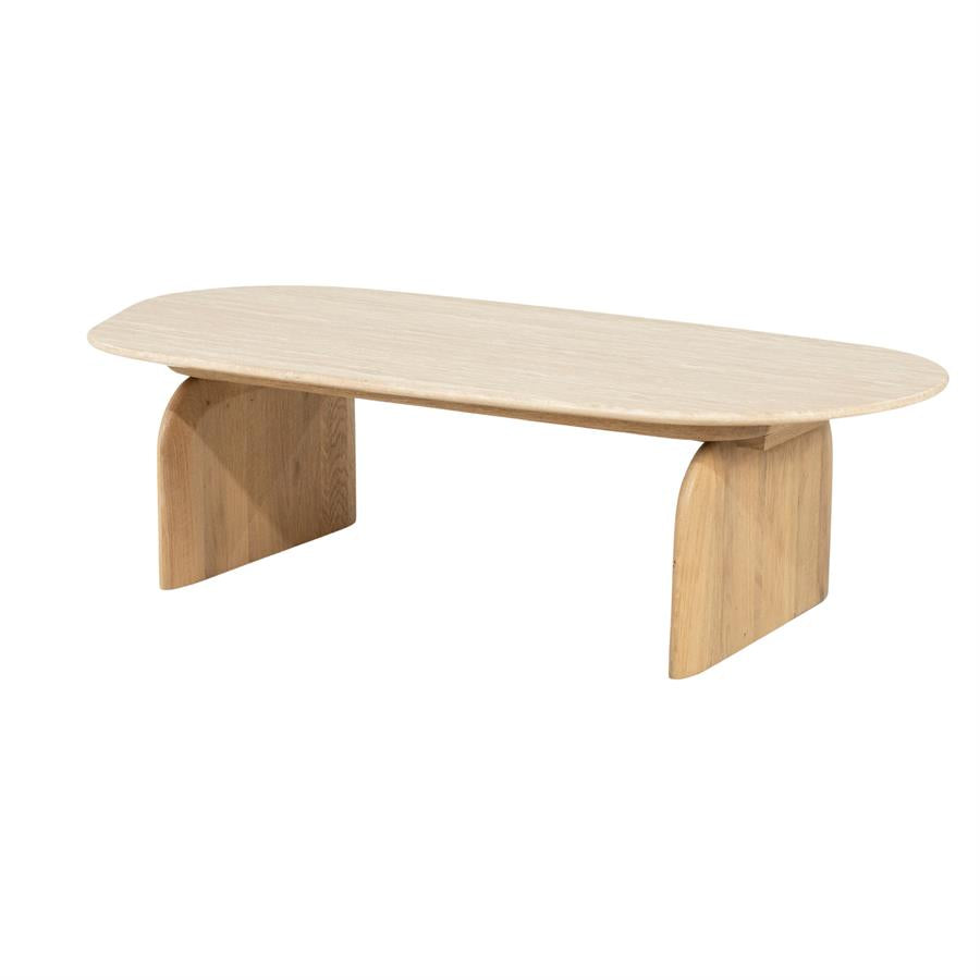 Salontafel Lova | Naturel Eikenhout & Travertin