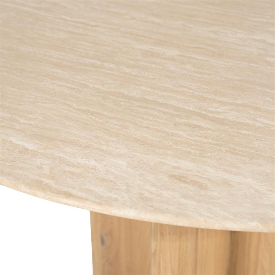 Eettafel Lova | Naturel Eikenhout & Travertin