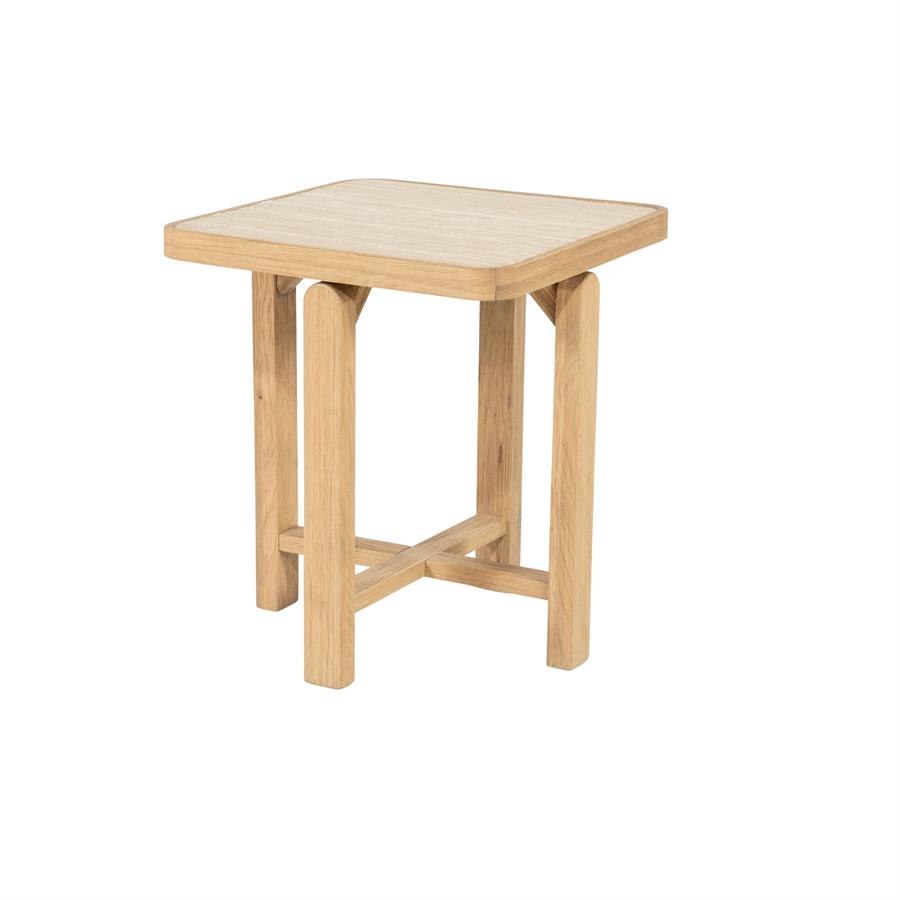 Bijzettafel Vidar | Naturel Eikenhout & Travertin