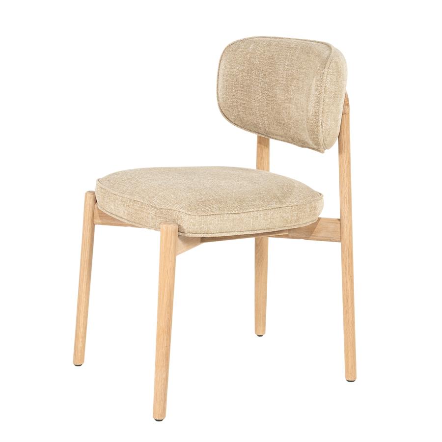 Eetkamerstoel Rune | Taupe Stof | Naturel Poot