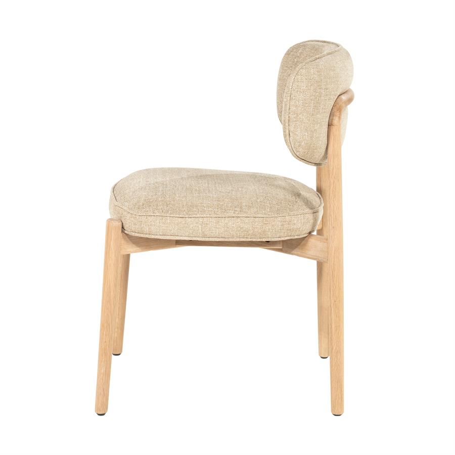 Eetkamerstoel Rune | Taupe Stof | Naturel Poot