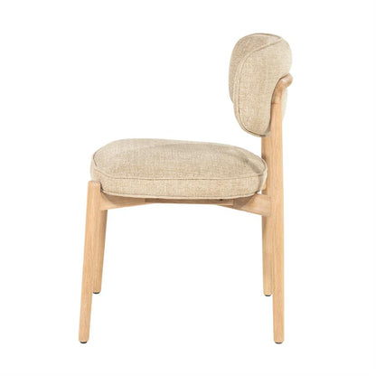 Eetkamerstoel Rune | Taupe Stof | Naturel Poot