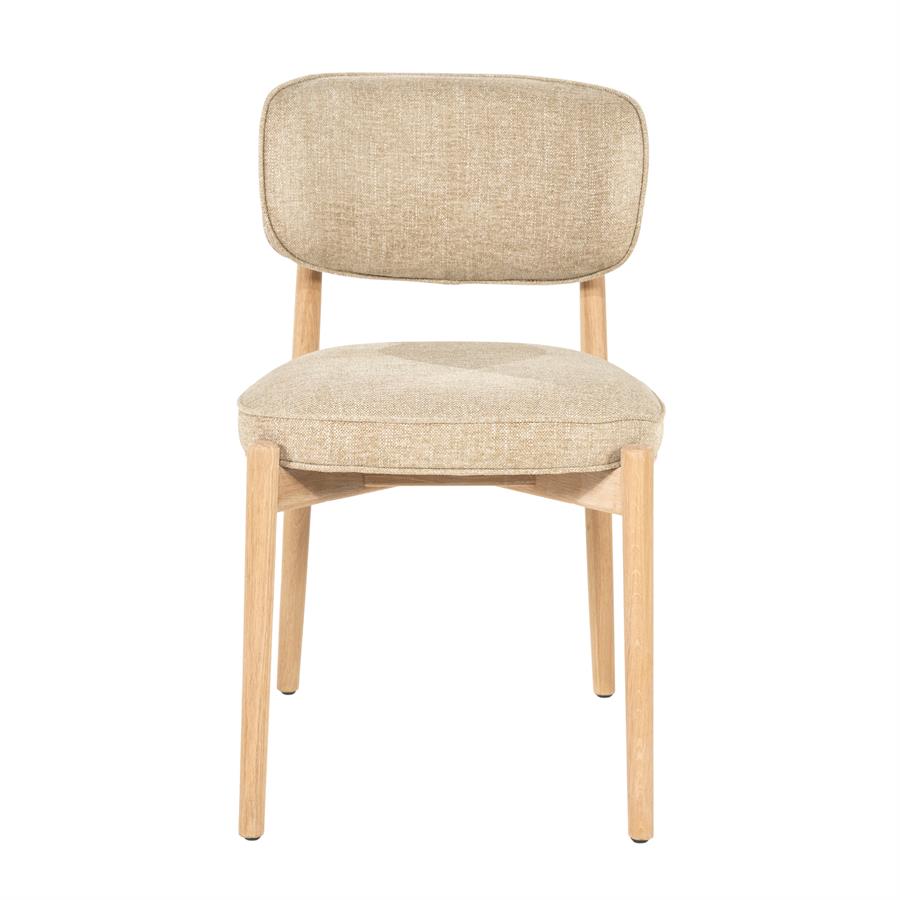 Eetkamerstoel Rune | Taupe Stof | Naturel Poot