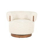 Fauteuil Nila beige stof, vooraanzicht op witte achtergrond