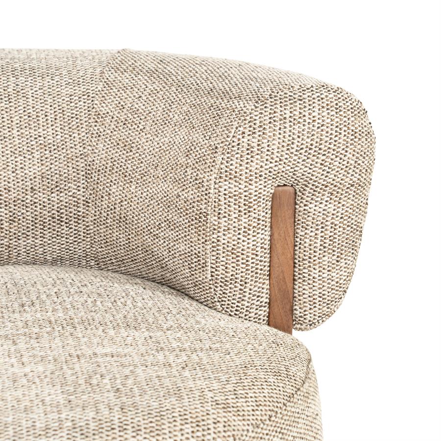 Fauteuil Nila taupe stof, detail van het materiaal