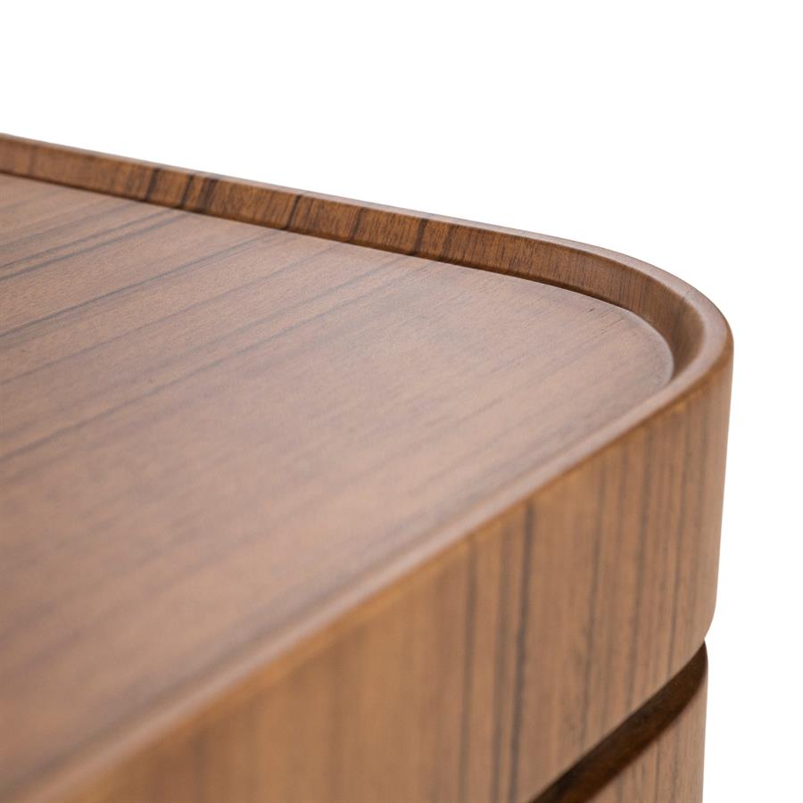 Salontafel Arcus bruin mdf, detail van het materiaal