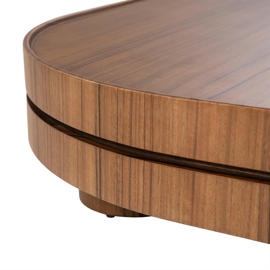 Salontafel Arcus bruin mdf, detail van het materiaal