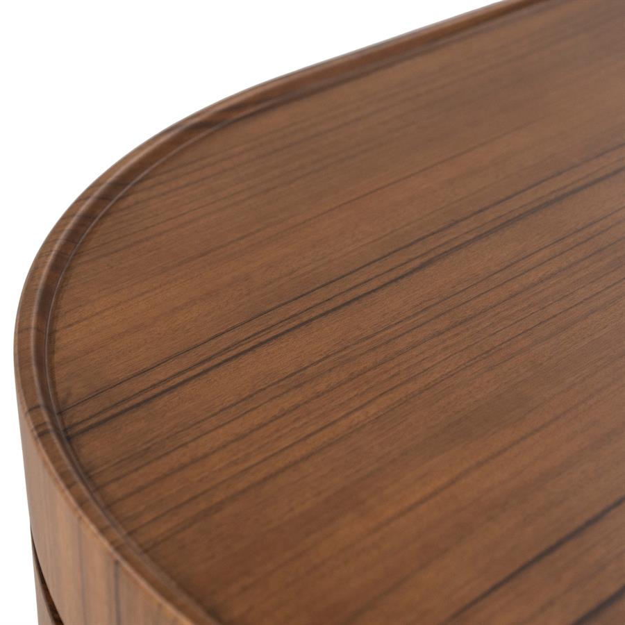Salontafel Arcus bruin mdf, detail van het materiaal