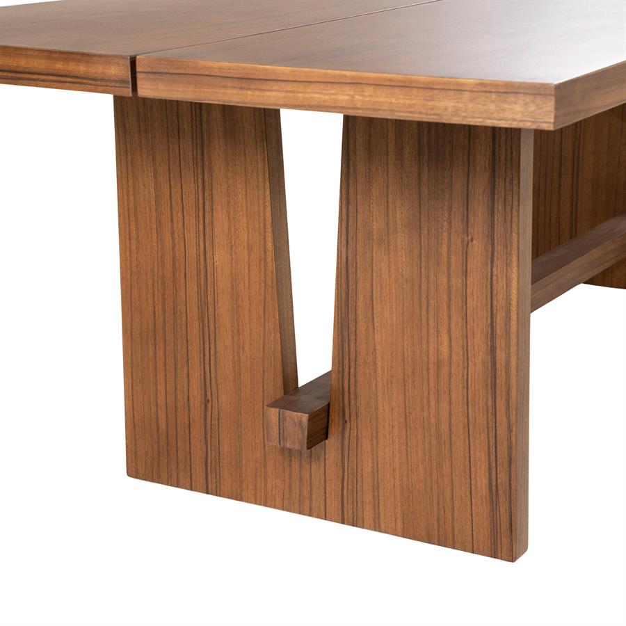 Eettafel Lira bruin mdf 240 x 110 cm, detail van het materiaal