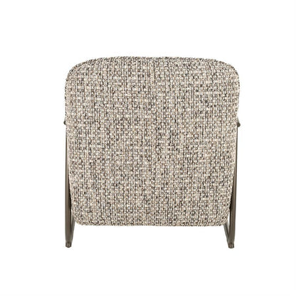 Fauteuil Norel taupe stof, achteraanzicht op witte achtergrond