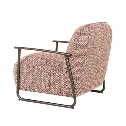 Fauteuil Norel rood stof, schuin achteraanzicht op witte achtergrond