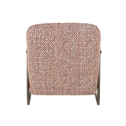 Fauteuil Norel rood stof, achteraanzicht op witte achtergrond
