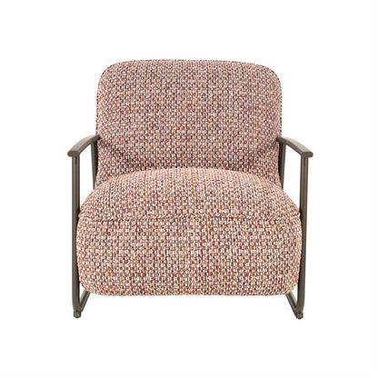 Fauteuil Norel rood stof, vooraanzicht op witte achtergrond