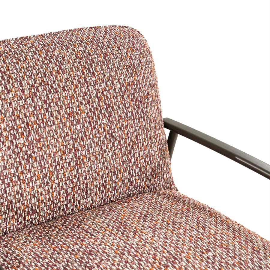 Fauteuil Norel rood stof, detail van het materiaal