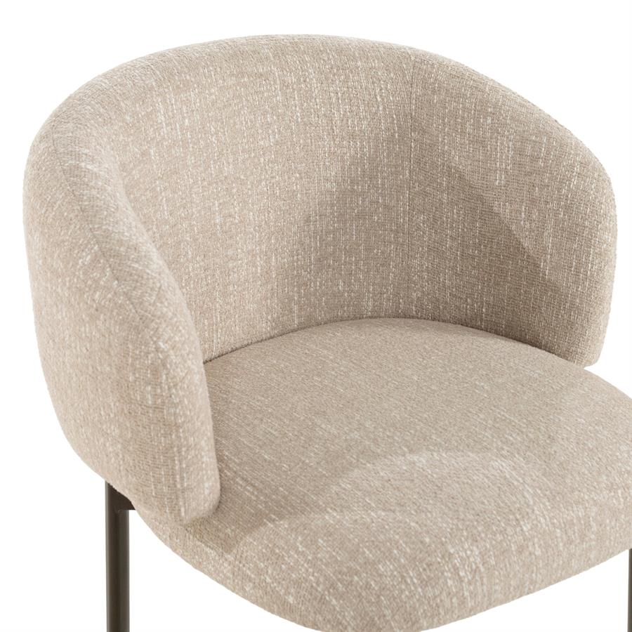 Eetkamerstoel Senna beige stof, detail van het materiaal