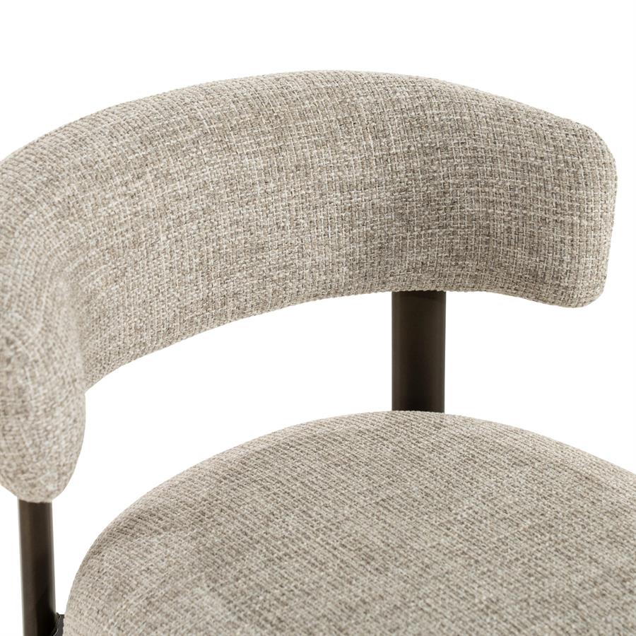 Eetkamerstoel Bettina taupe stof, detail van het materiaal