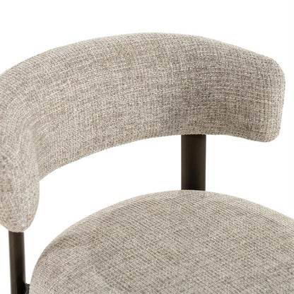 Eetkamerstoel Bettina taupe stof, detail van het materiaal