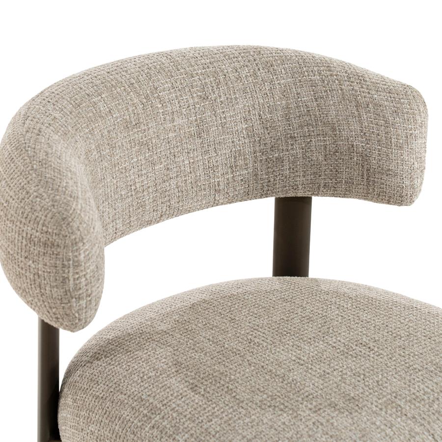 Barkruk Bettina taupe stof, detail van het materiaal