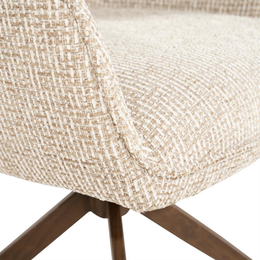 Eetkamerstoel Jill taupe stof, detail van het materiaal