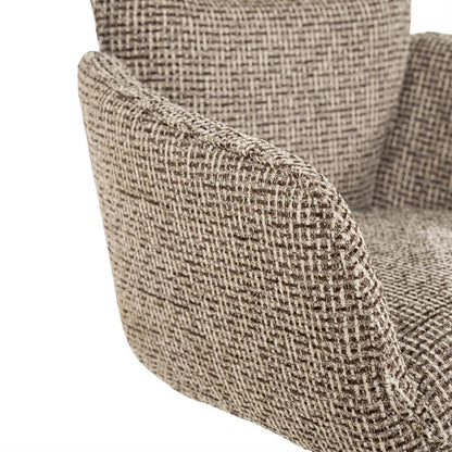 Eetkamerstoel Jill bruin stof, detail van het materiaal