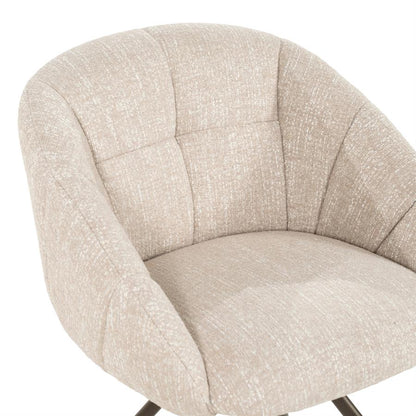 Eetkamerstoel Tara beige stof, detail van het materiaal