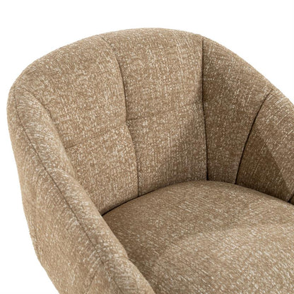 Eetkamerstoel Tara taupe stof, detail van het materiaal