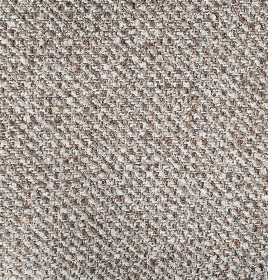 Eetkamerstoel Tibbe taupe stof met armleuning, detail van het materiaal