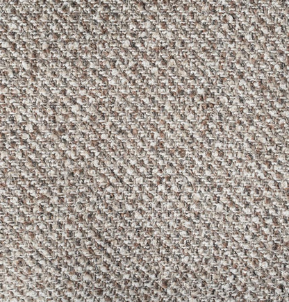 Eetkamerstoel Tibbe taupe stof met armleuning, detail van het materiaal