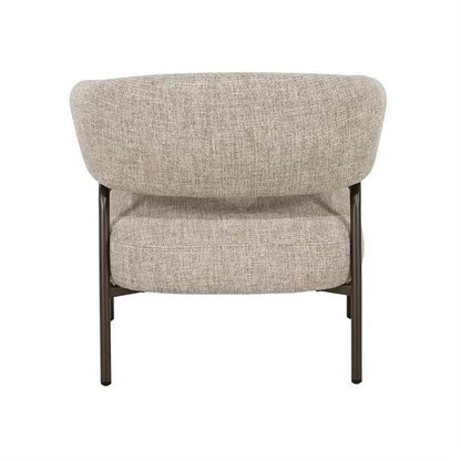 Fauteuil Fabrice taupe stof, achteraanzicht op witte achtergrond