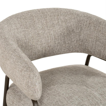 Fauteuil Fabrice taupe stof, detail van het materiaal