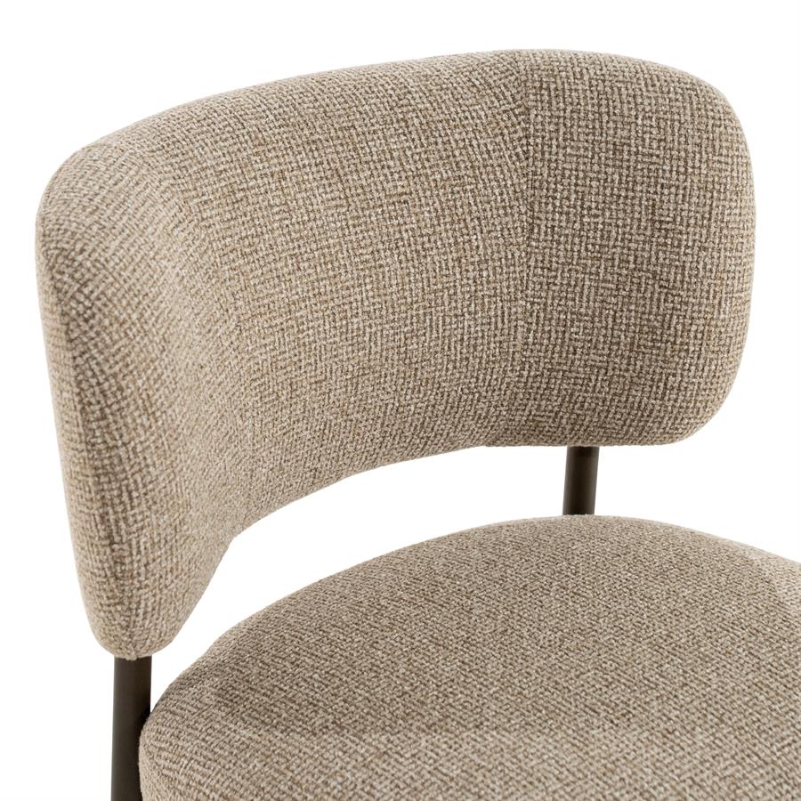 Eetkamerstoel Marlon taupe stof, detail van het materiaal