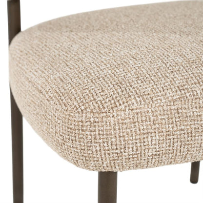 Eetkamerstoel Marlon taupe stof, detail van het materiaal