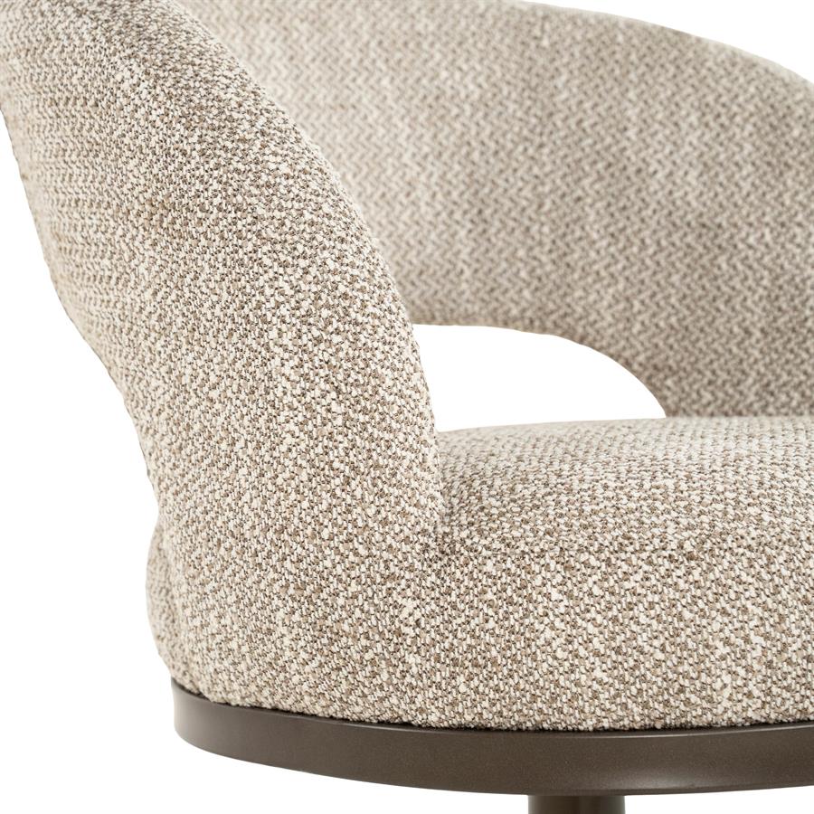 Eetkamerstoel Gigi taupe stof, detail van het materiaal