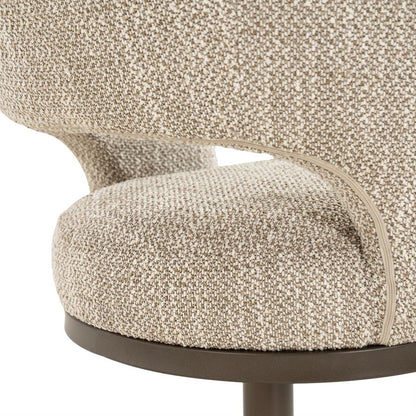 Eetkamerstoel Gigi taupe stof, detail van het materiaal