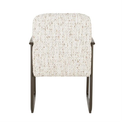 Eetkamerstoel Norel beige stof, achteraanzicht op witte achtergrond