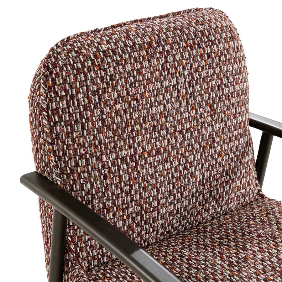 Eetkamerstoel Norel rood stof, detail van het materiaal