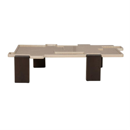 Salontafel Macy beige mdf, vooraanzicht op witte achtergrond