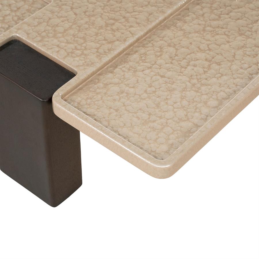 Salontafel Macy beige mdf, detail van het materiaal