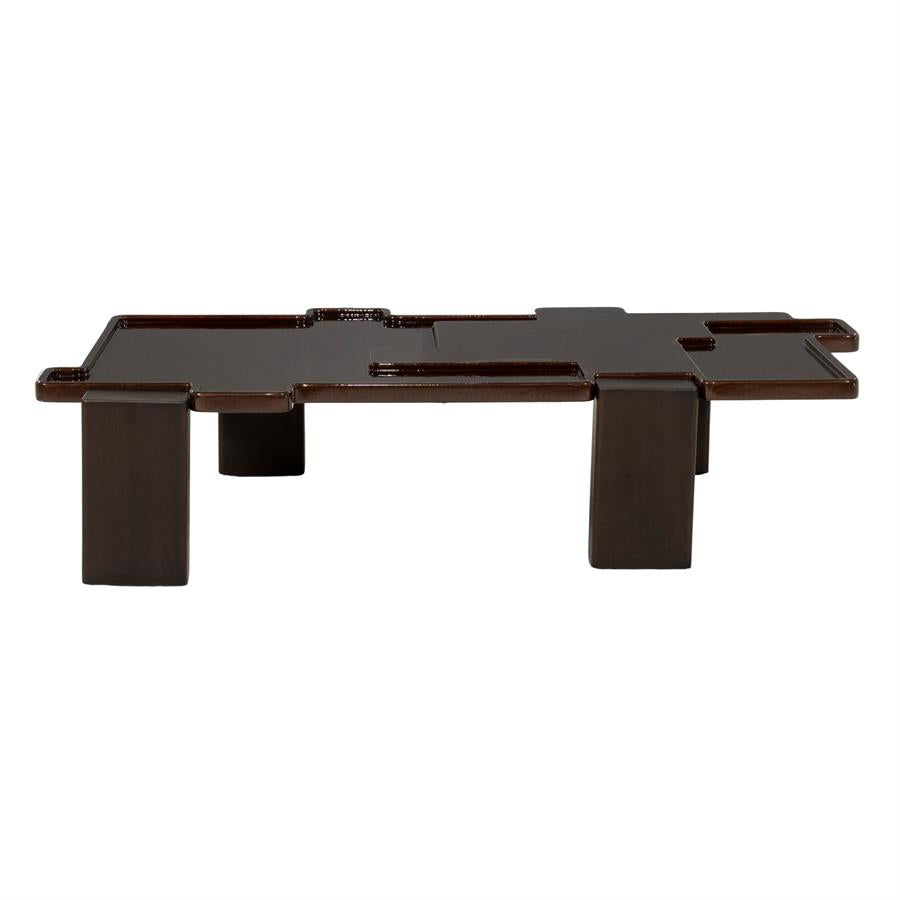 Salontafel Macy bruin mdf, vooraanzicht op witte achtergrond