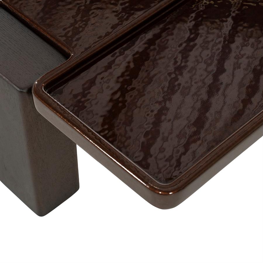 Salontafel Macy bruin mdf, detail van het materiaal