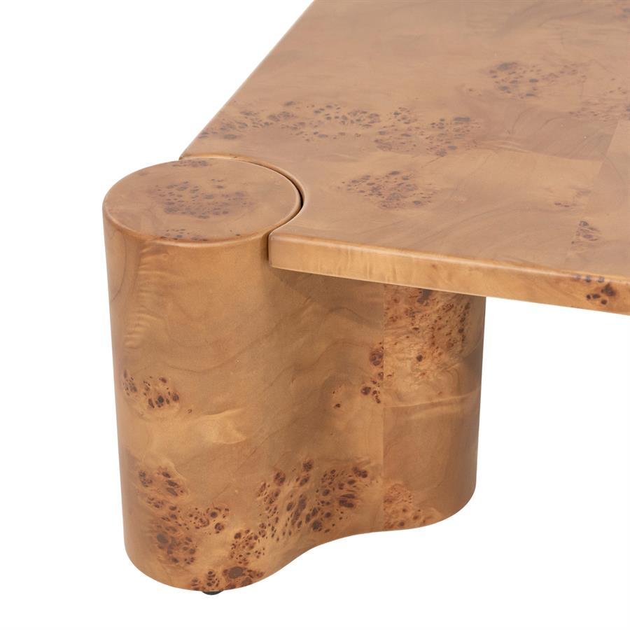 Salontafel Dorian bruin mdf, detail van het materiaal