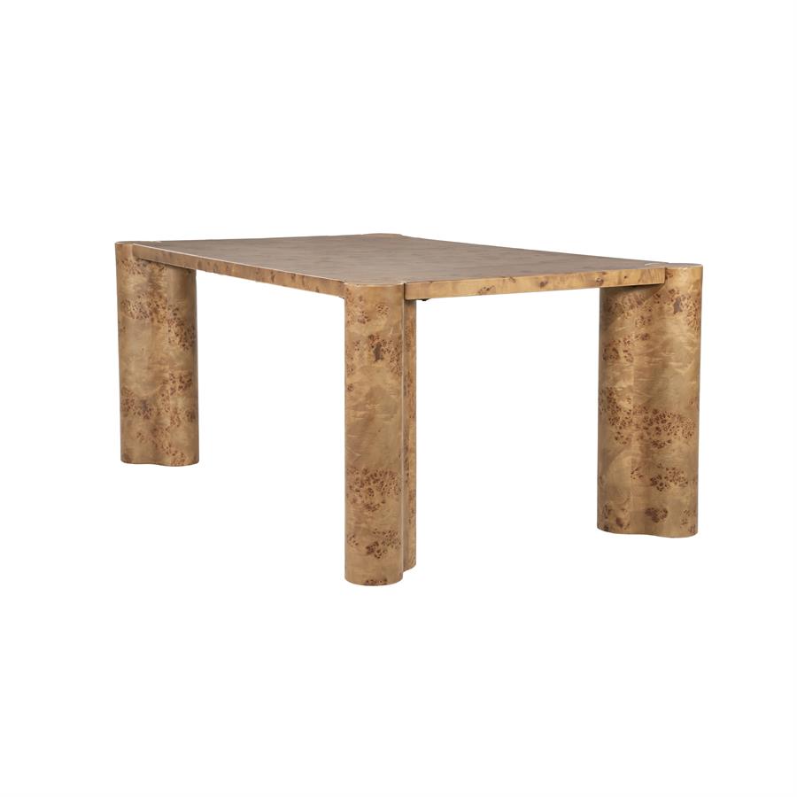 Eettafel Dorian bruin mdf 180 x 110 cm, schuin achteraanzicht op witte achtergrond