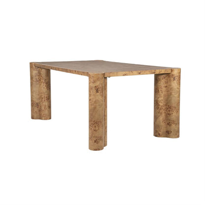 Eettafel Dorian bruin mdf 180 x 110 cm, schuin achteraanzicht op witte achtergrond