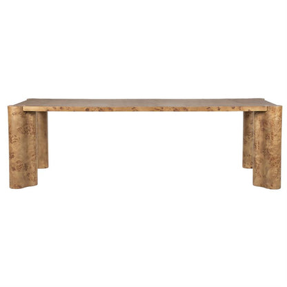 Eettafel Dorian bruin mdf 246 x 116 cm, vooraanzicht op witte achtergrond