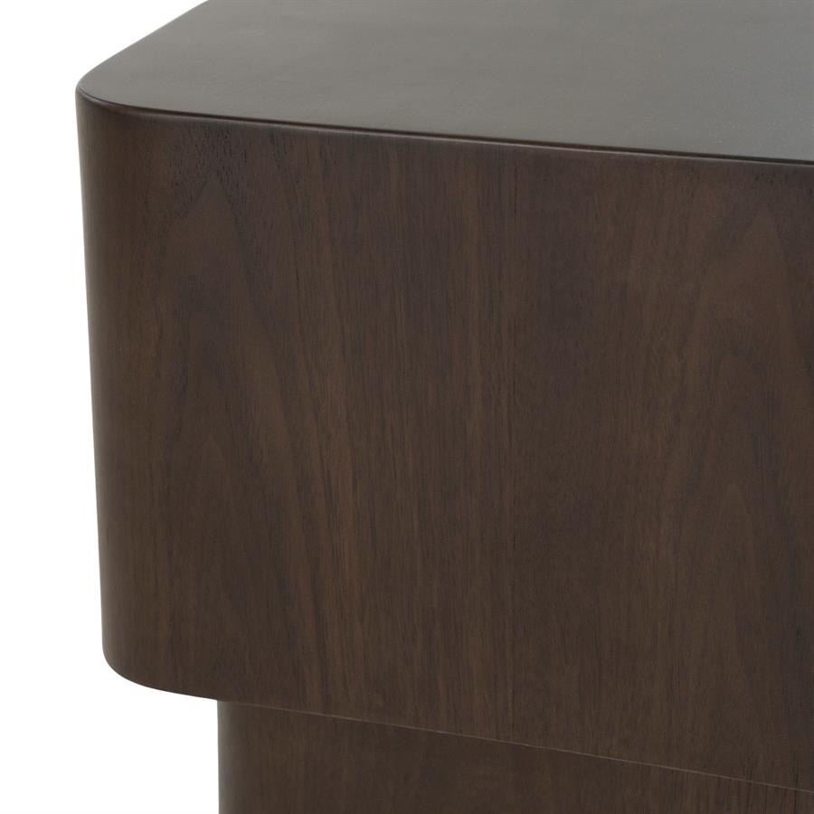 Bijzettafel Jip bruin mdf, detail van het materiaal
