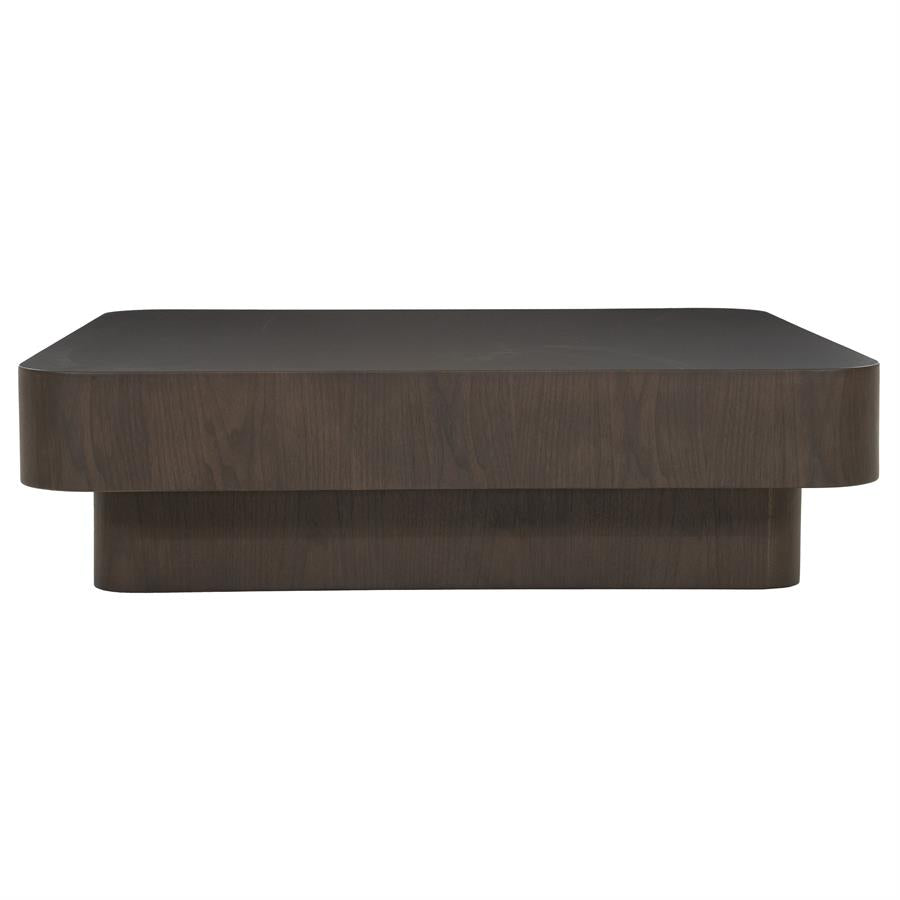 Salontafel Jip bruin mdf 100 x 100 cm, vooraanzicht op witte achtergrond