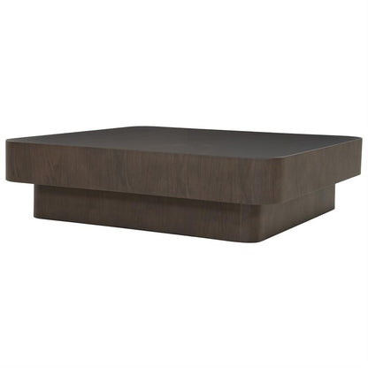 Salontafel Jip bruin mdf 100 x 100 cm, schuin vooraanzicht op witte achtergrond