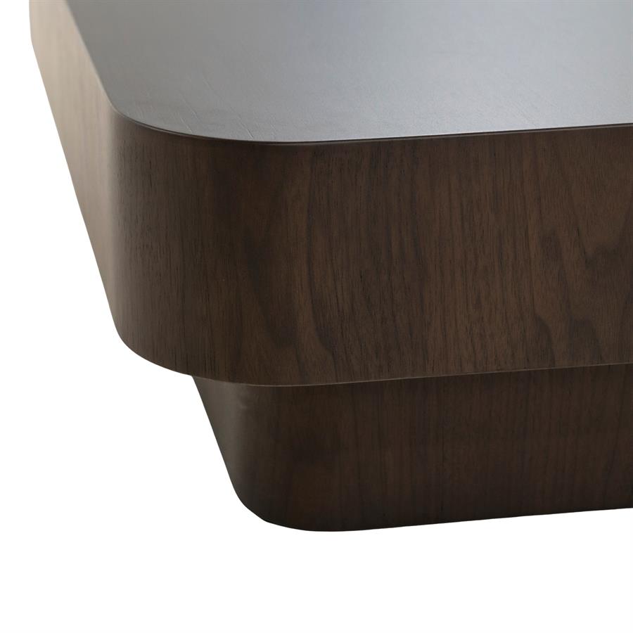 Salontafel Jip bruin mdf 100 x 100 cm, detail van het materiaal