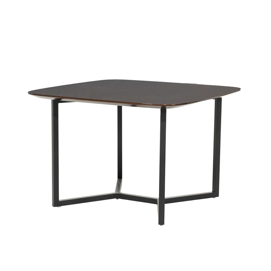 Salontafel Jace bruin mdf 60 cm, schuin vooraanzicht op witte achtergrond